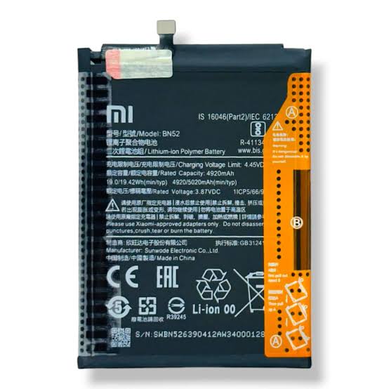 Original BN52 Battery For Redmi Note 9 Pro