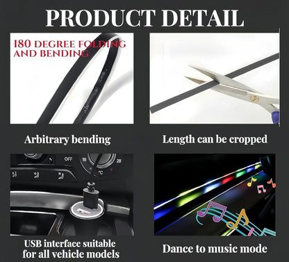 43 inch Multicolor Music Controlled Sound Activated Car Interior Decoration Dashboard Ambient Lighting USB K4 Magic Lights with Remote & Mobile Application Control(Works with All Cars)